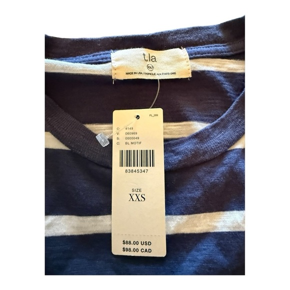 Anthropologie T.La Blue Stripe Midriff Cutout Sleeveless Shirt High Neck Mini - Picture 11 of 12